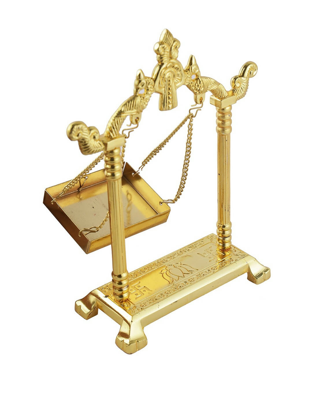 CraftVatika Gold-Toned Aluminium Laddu Gopal Lord Jhula Mandir | Swadesiicart