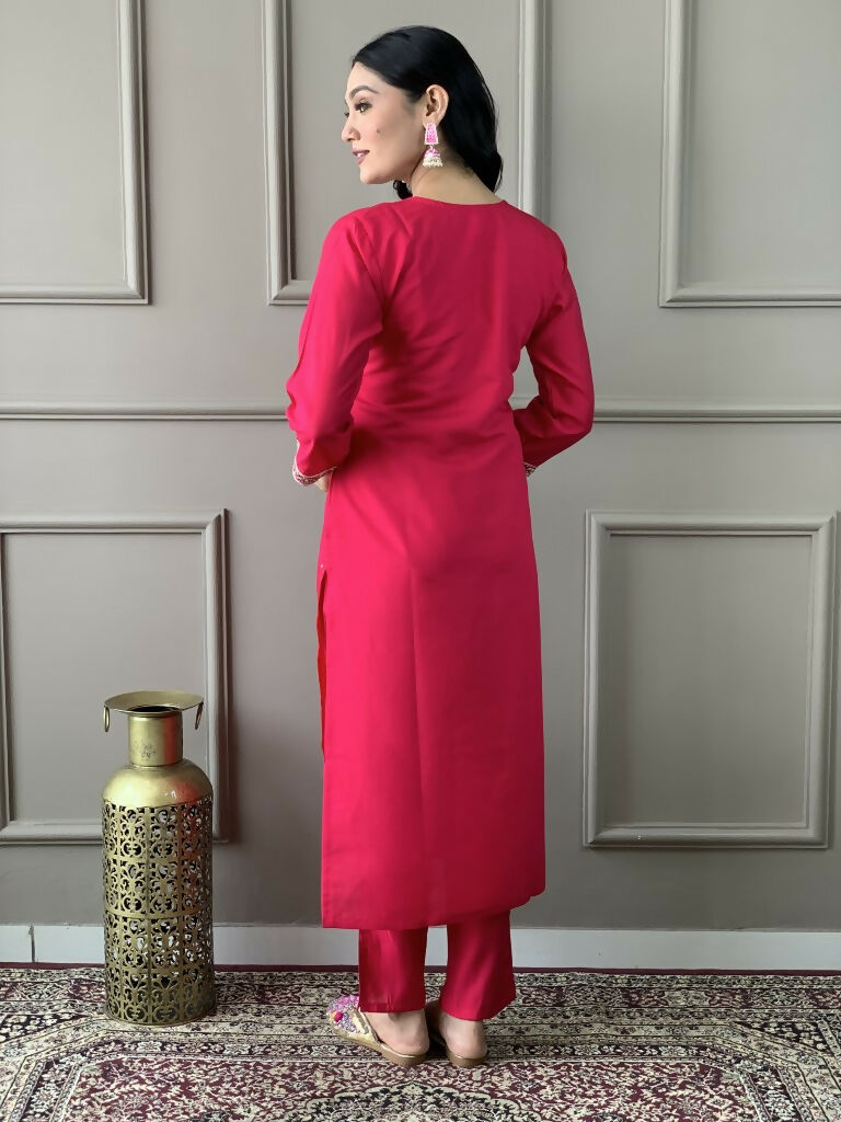 Rani Viscose chanderi Stitched Suit With Dupatta - Tanisha | Swadesiicart