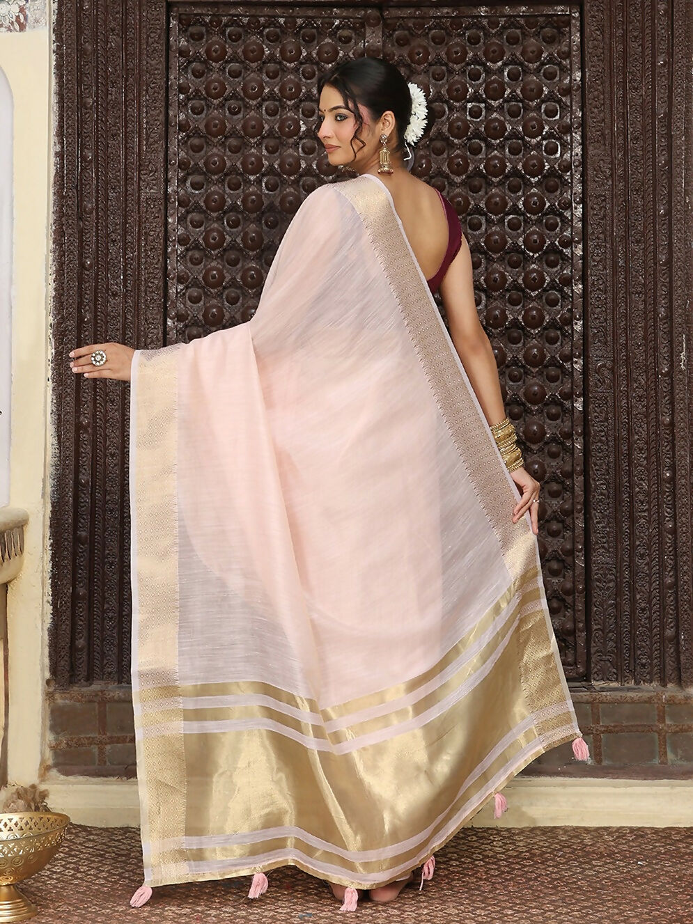 Shree Shyam Fashion Light Pink Cotton Saree