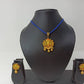 Terracotta Lotus Pendant Mini Necklace Set With Studs