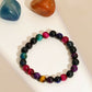 Red Carnelian, Lapis Lazuli, Amethyst and Green Avanturine Multicoloured Black Toned crystal bracelet - Ruby Raang | Swadesiicart