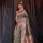 Vishnu Weaves Women's Green Tussar Silk Zari Woven Saree with Blouse - Swadesiicart