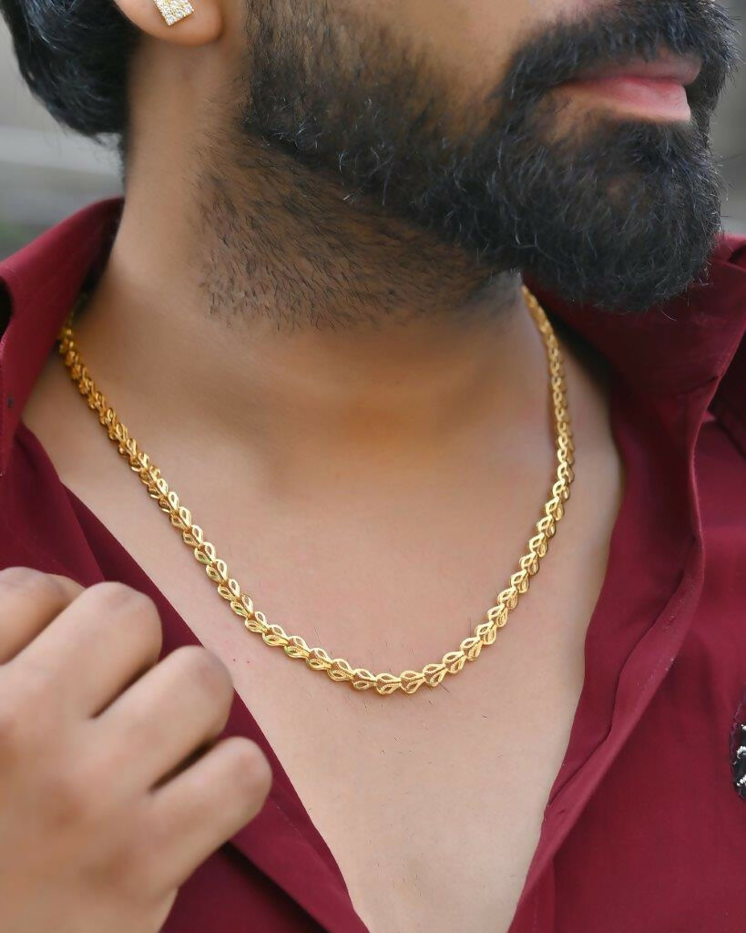 VOJ Gold-Polished Designer Contemporay Chain For Men | Swadesiicart