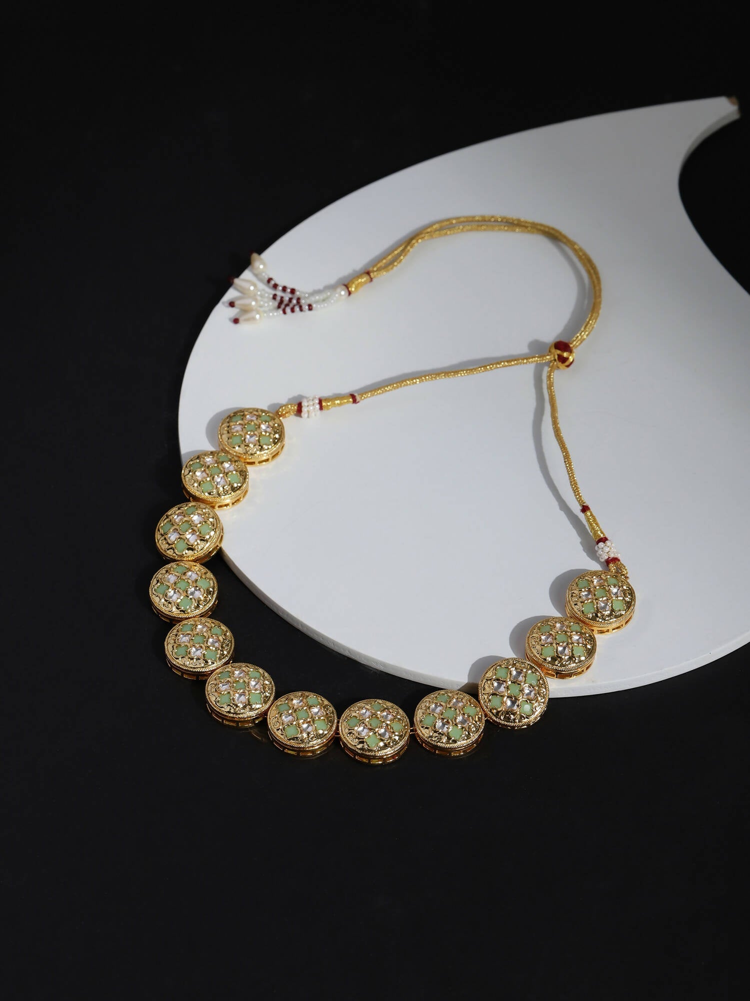Gold-Toned White Brass Gold-Polished Necklace - Ruby Raang | Swadesiicart