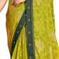 Vamika Light Green Designer Chiffon Brasso Saree With Exclusive Banarasi Lace | Swadesiicart