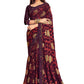 Vamika Whine Designer Chiffon Brasso Saree With Exclusive Banarasi Lace | Swadesiicart