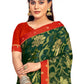 Vamika Dark Green Designer Chiffon Brasso Saree With Exclusive Banarasi Lace | Swadesiicart