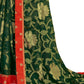Vamika Dark Green Designer Chiffon Brasso Saree With Exclusive Banarasi Lace | Swadesiicart