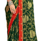 Vamika Dark Green Designer Chiffon Brasso Saree With Exclusive Banarasi Lace | Swadesiicart