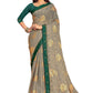 Vamika Grey Designer Chiffon Brasso Saree With Exclusive Banarasi Lace | Swadesiicart