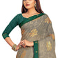 Vamika Grey Designer Chiffon Brasso Saree With Exclusive Banarasi Lace | Swadesiicart