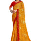 Vamika Yellow Designer Chiffon Brasso Saree With Exclusive Banarasi Lace | Swadesiicart