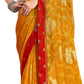 Vamika Yellow Designer Chiffon Brasso Saree With Exclusive Banarasi Lace | Swadesiicart