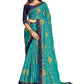 Vamika Rama Green Designer Chiffon Brasso Saree With Exclusive Banarasi Lace | Swadesiicart