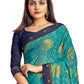 Vamika Rama Green Designer Chiffon Brasso Saree With Exclusive Banarasi Lace | Swadesiicart