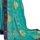 Vamika Rama Green Designer Chiffon Brasso Saree With Exclusive Banarasi Lace | Swadesiicart