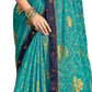Vamika Rama Green Designer Chiffon Brasso Saree With Exclusive Banarasi Lace | Swadesiicart