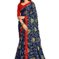 Vamika Navy Blue Designer Chiffon Brasso Saree With Exclusive Banarasi Lace | Swadesiicart