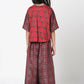 Lil Drama Ethnic Twist Girls Red Print Flared Palazzo With Top And Jacket Co-Ordinate Set - Swadesiicart