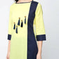 Aniyah Cotton Color Block Yellow Straight Kurta With Tassels (AN-103K) - Swadesiicart