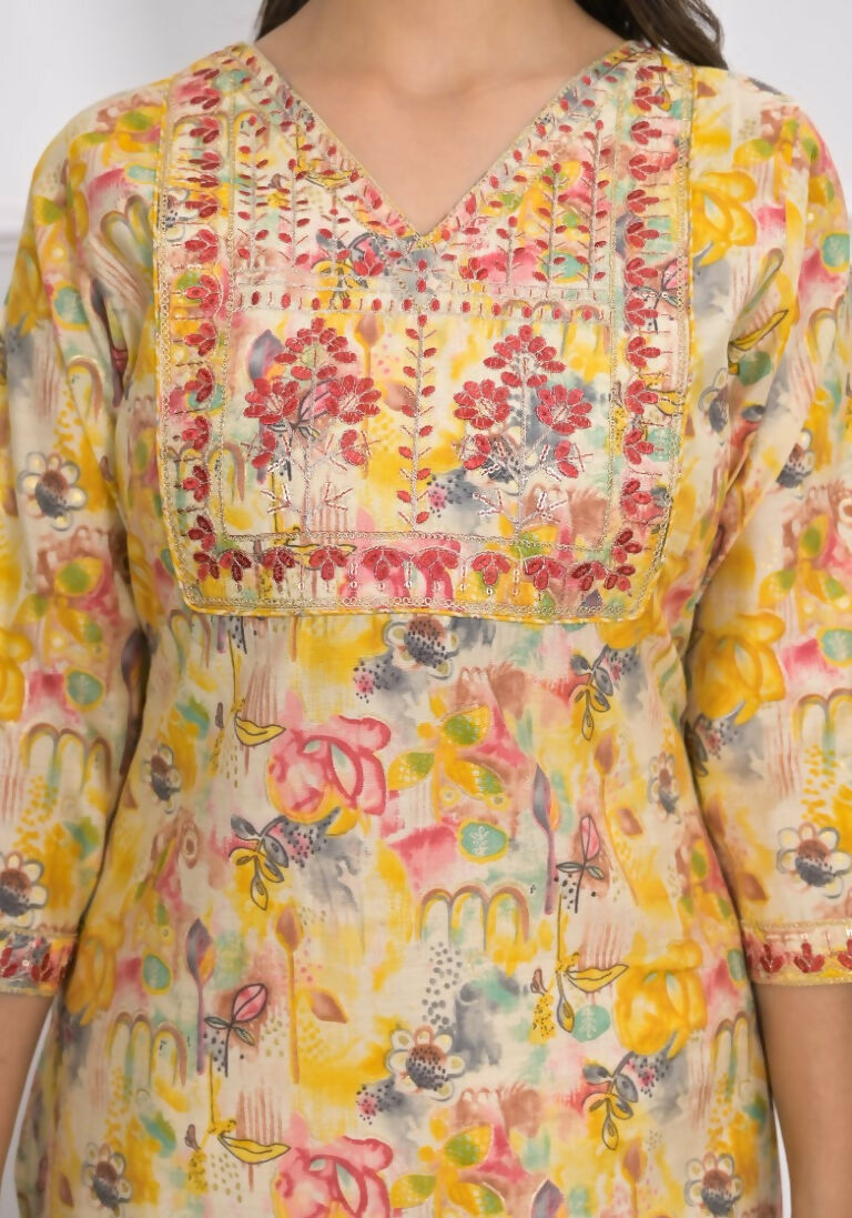 Festive Wear Ethnic Yellow chanderi Stitched Suit With Dupatta - Anbazaar - Swadesiicart