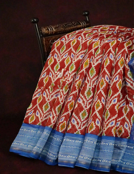 Maroon Colored Patola Print Semi Chanderi saree By Gayathri Reddy Designer Studio | Swadesiicart