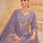Anaita Lavender Vichitra Silk Readymade Palazzo Suit with Embroidery & Lace Work
