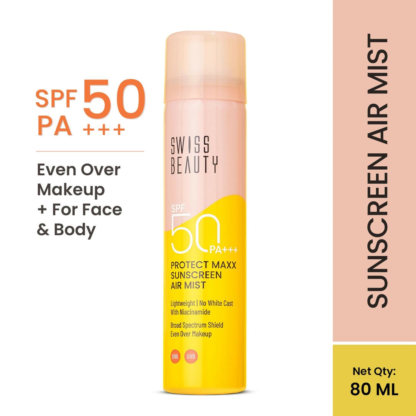 Swiss Beauty Protect Maxx Sunscreen Air Mist With SPF 50 PA+++ | Swadesiicart