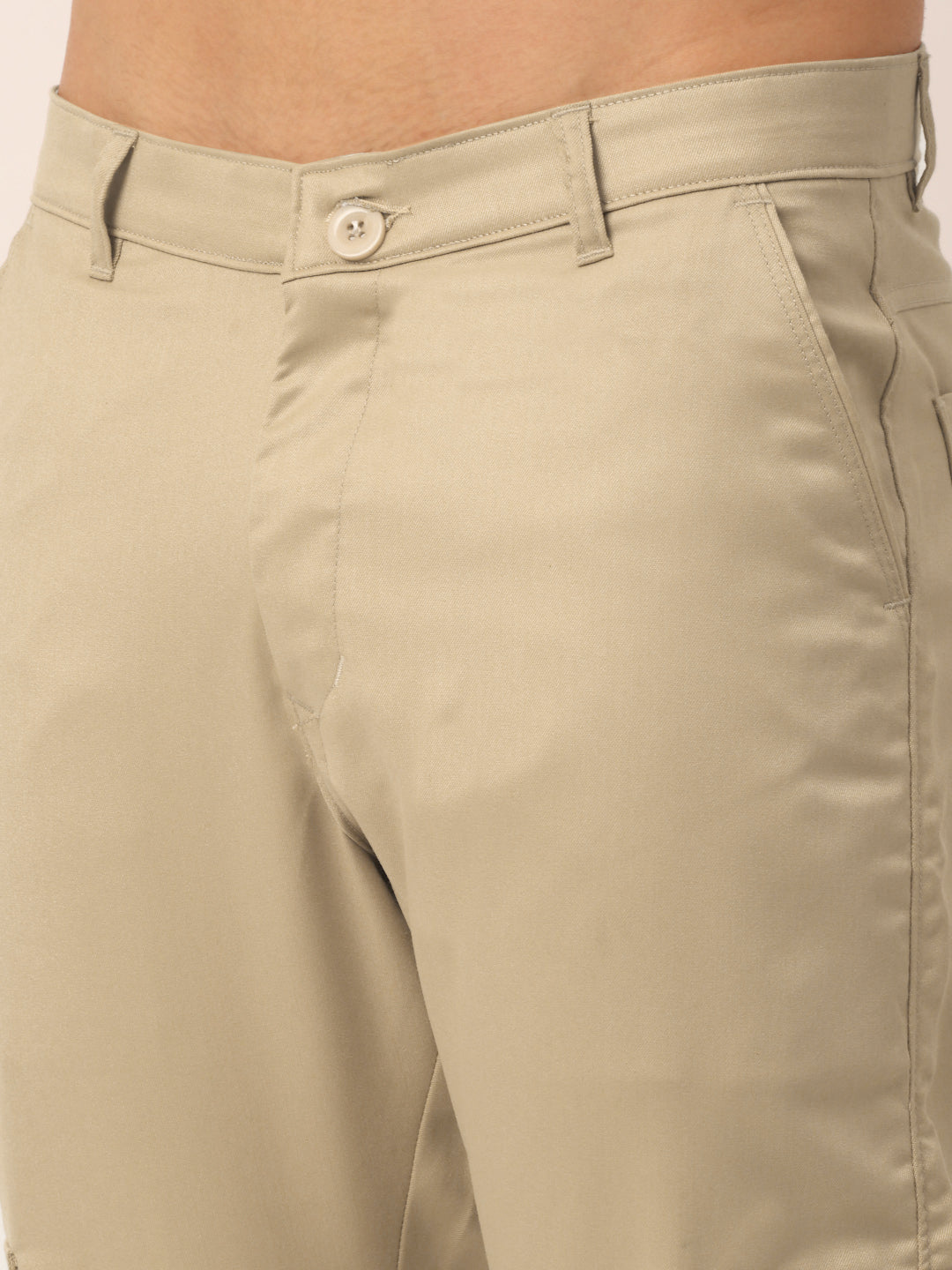 Jainish Men's Casual Cotton Solid Cargo Pants ( KGP 154 Beige ) - Swadesiicart