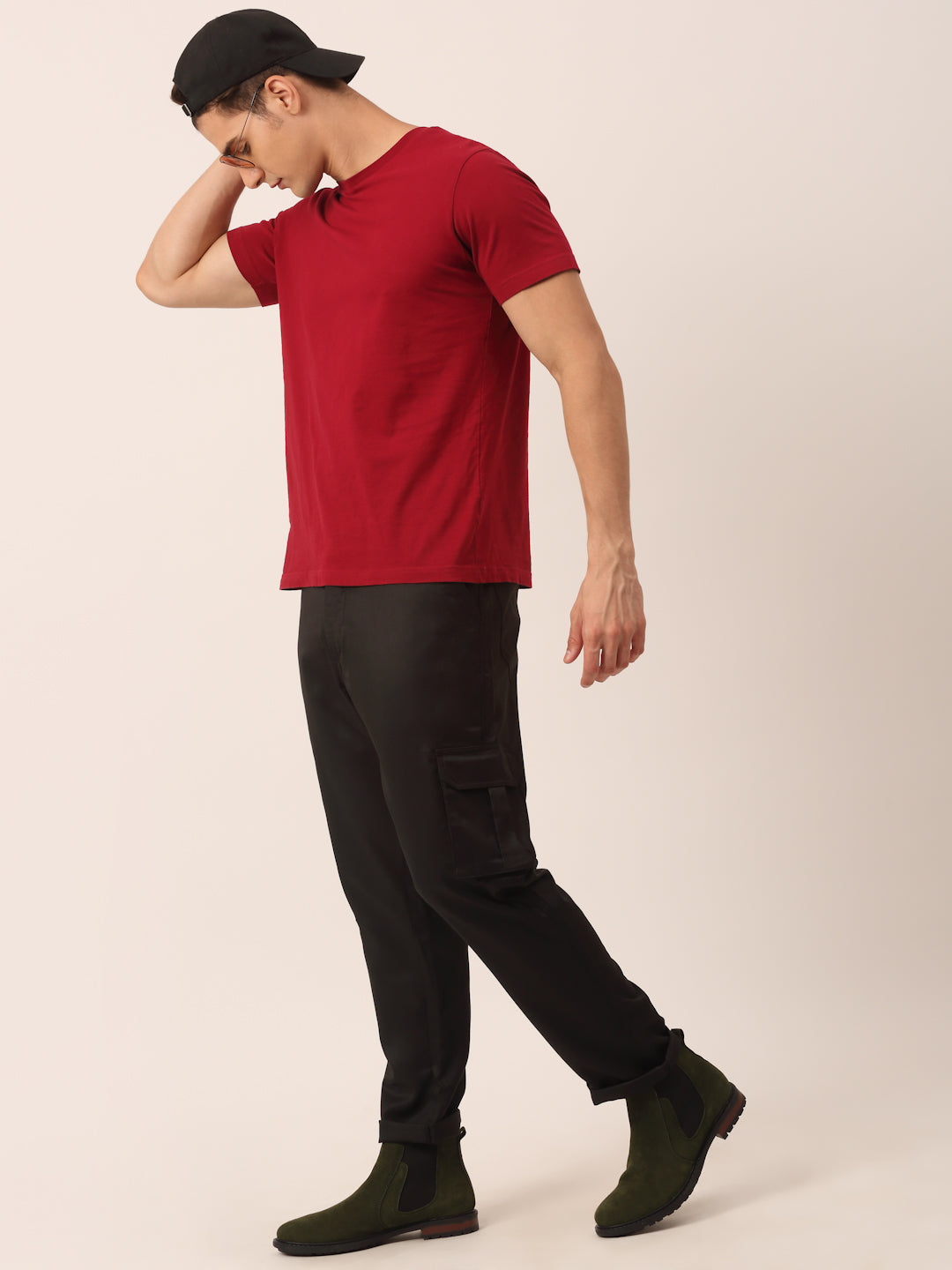 Jainish Men's Casual Cotton Solid Cargo Pants ( KGP 154 Black ) - Swadesiicart
