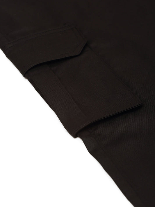 Jainish Men's Casual Cotton Solid Cargo Pants ( KGP 154 Black ) - Swadesiicart