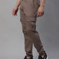 Jainish Men's Casual Cotton Solid Cargo Pants - Brown - Swadesiicart