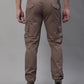Jainish Men's Casual Cotton Solid Cargo Pants - Brown - Swadesiicart