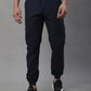 Jainish Men's Casual Cotton Solid Cargo Pants - Navy Blue - Swadesiicart