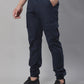 Jainish Men's Casual Cotton Solid Cargo Pants - Navy Blue - Swadesiicart