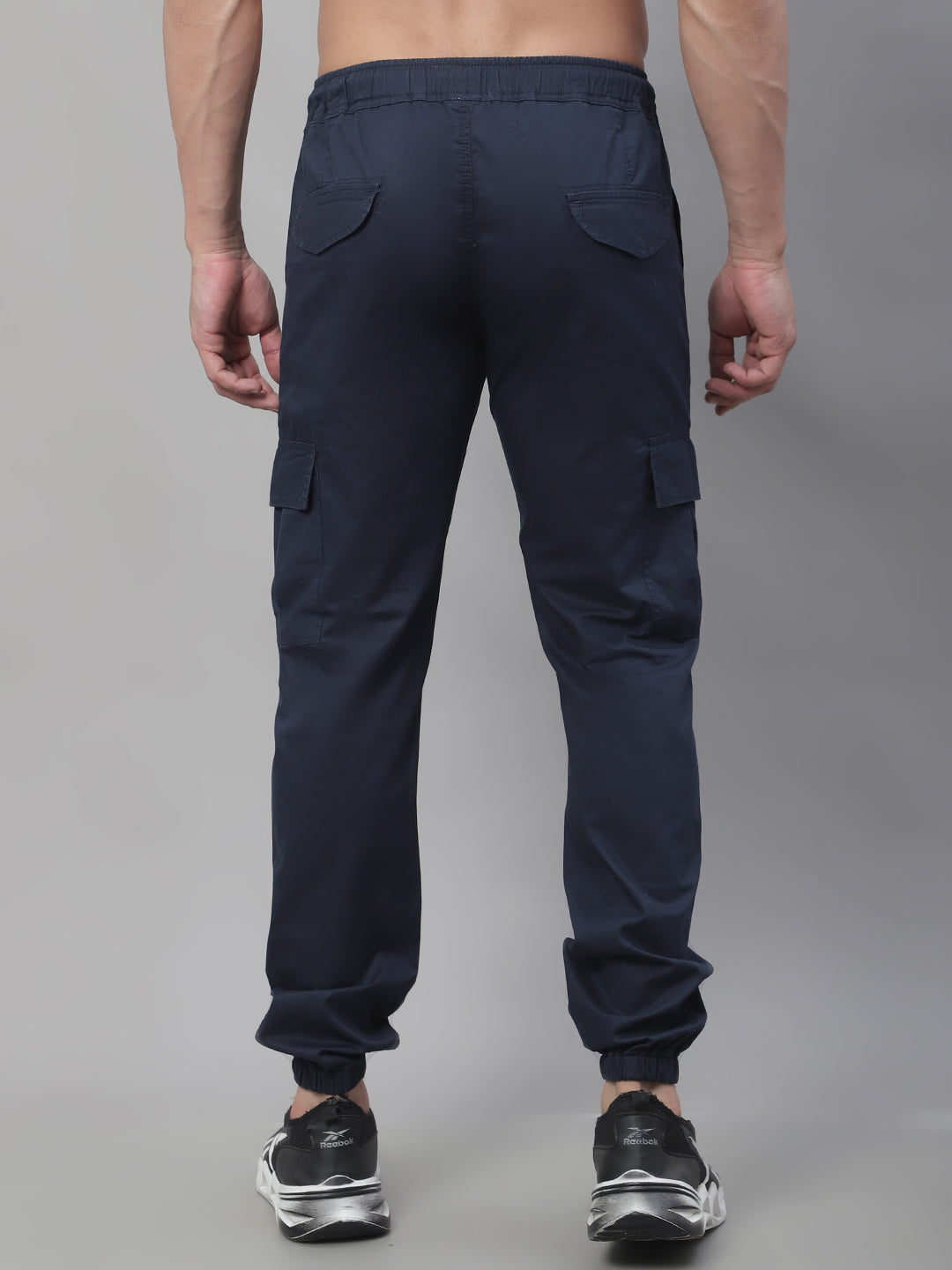 Jainish Men's Casual Cotton Solid Cargo Pants - Navy Blue - Swadesiicart
