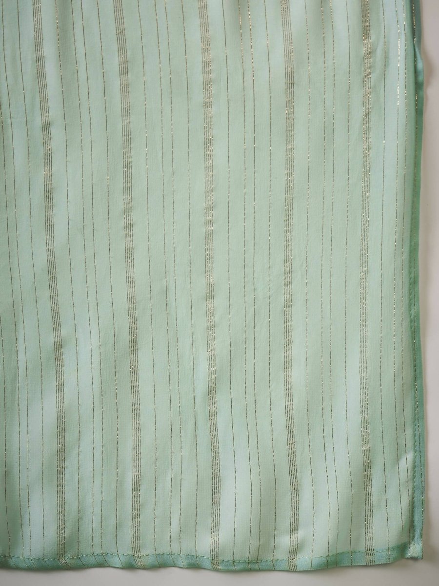 Aqua Blue Georgette Handwork Unstitched Dress Material - Hanika | Swadesiicart