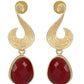 Joban Fashion Women Red Stone Matte Gold Earrings | Swadesiicart