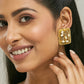 Nuyug 22K Gold-Plated Kundan & Filigree Concept Rectangular Leafy Studs | Swadesiicart