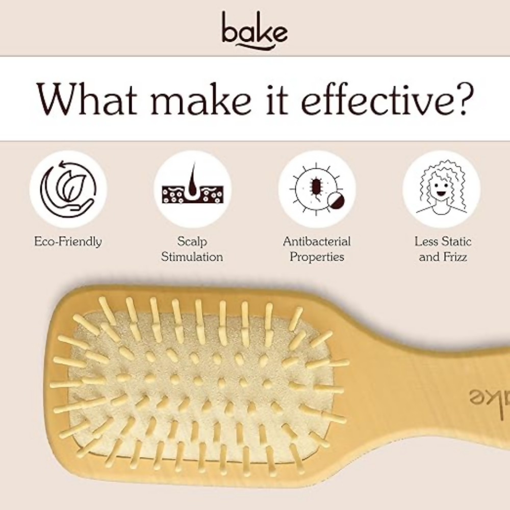 Bake Bamboo Buddy Wooden Hair Brush For Promotes Hair Growth | Swadesiicart