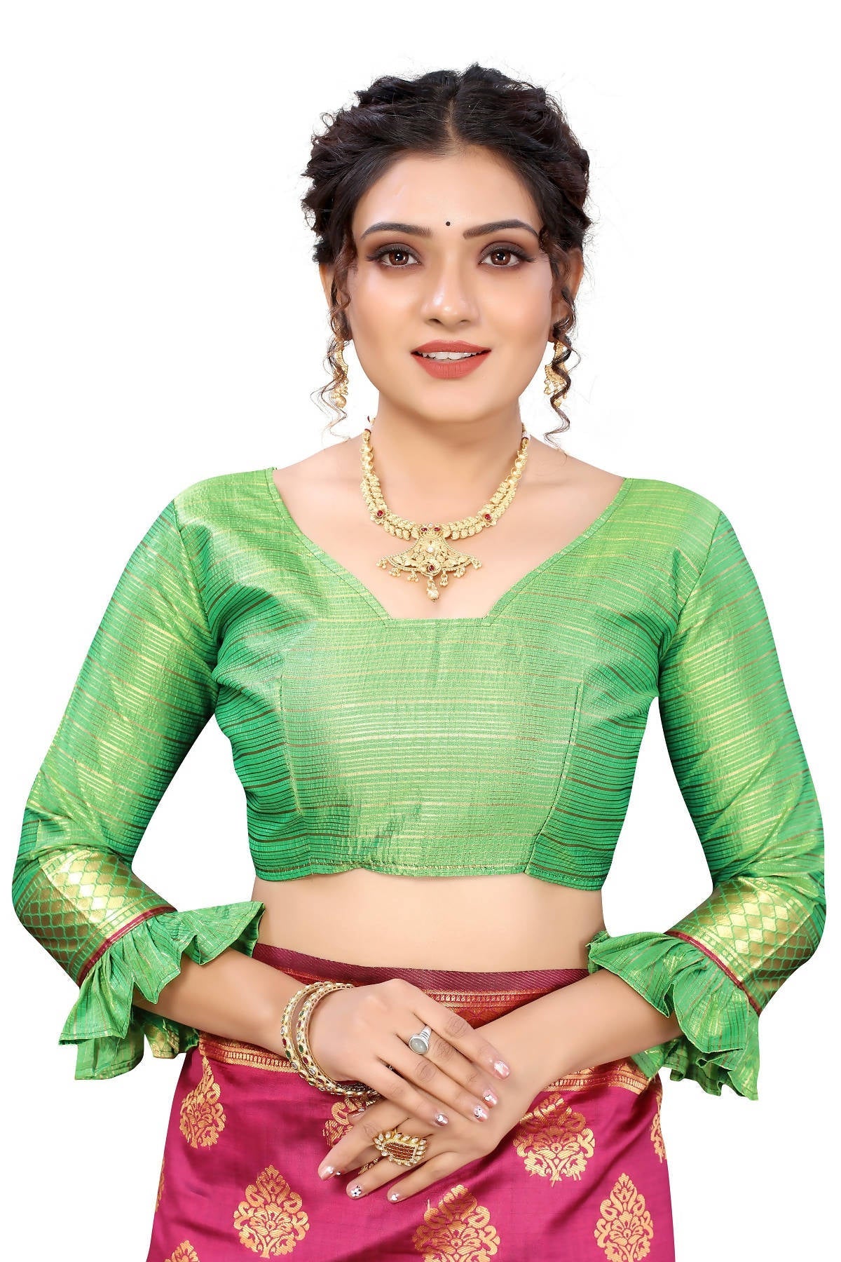 Vamika Ethnic Fire Pink Weaving Banarasi Jacquard Saree | Swadesiicart
