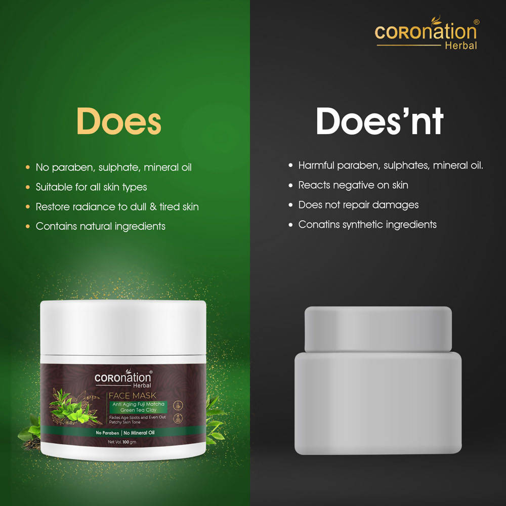 Coronation Herbal Anti Aging Fuji Matcha Green Tea Clay Face Mask | Swadesiicart