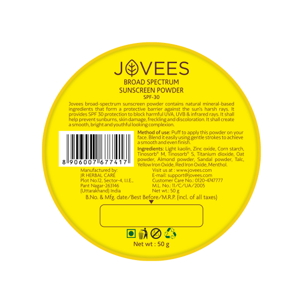 Jovees Broad Spectrum Sunscreen Powder SPF30 - Swadesiicart