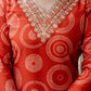 The52 Orange Women's Gorgeous Rayon Embroidered Straight Kurta with Pant And Dupatta Set - Swadesiicart