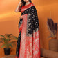 Joban Fashion Banarasi Black Woven Soft Silk Saree | Swadesiicart