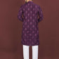 Anaita Purple Embroidered Silk Straight Kurta