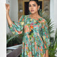 Vaasva Women's Teal Musline Viscose Digital Printed Dress | Swadesiicart