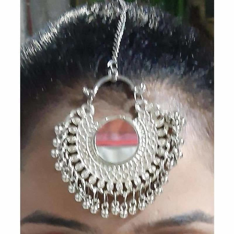 MS Fashion India Silver Oxidized Mirror Maang Tikka | Swadesiicart