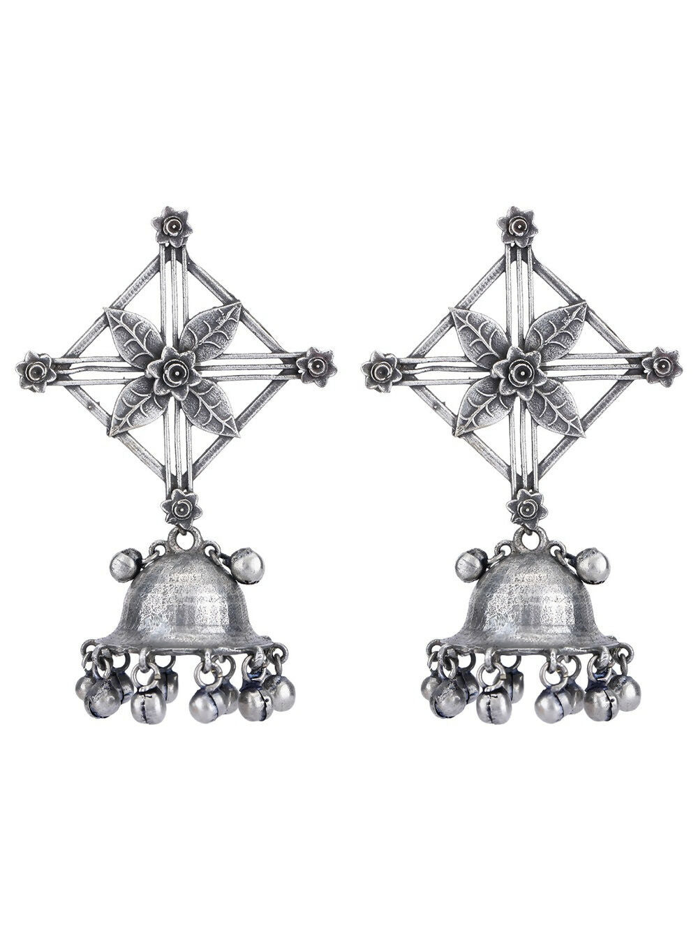 Joban Fashion Women Ghungroo Style Silver Tone Brass Jhumka | Swadesiicart