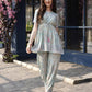 Sky Blue Rayon Paisley & Floral Printed Top with Matching Bottom - Eesha - Swadesiicart
